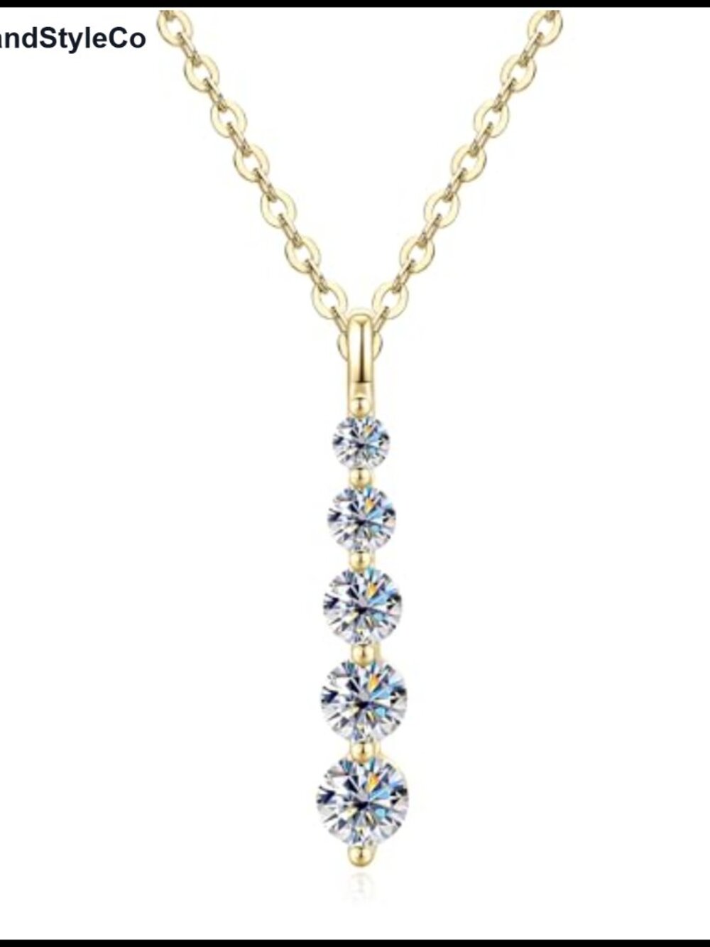 Moissanite 5-Stone Pendant Necklace 14K Gold Filled Dainty Jewelry Gift